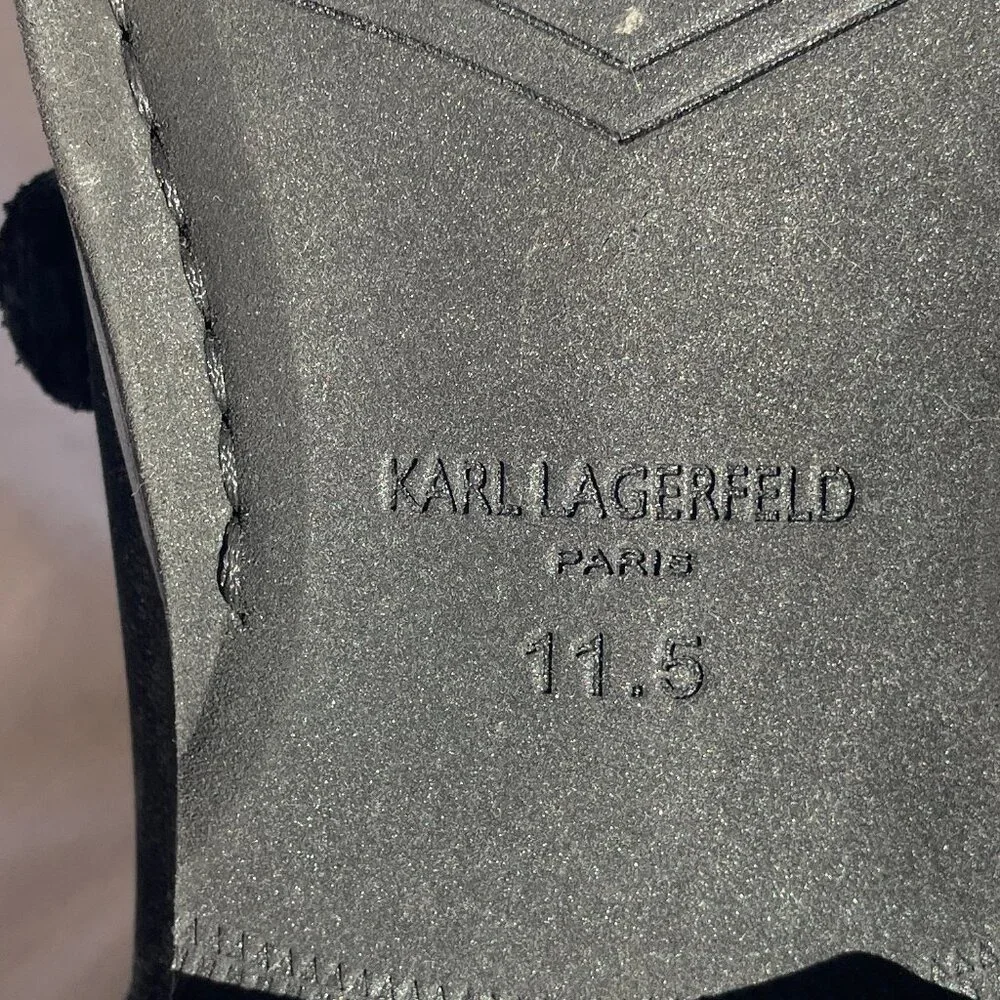 KARL LAGERFELD PARIS 11.5 Mens 3-buckle Leather and Suede Black